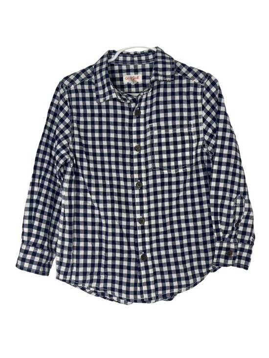 Cat & Jack Other - Cat & Jack Boys Plaid Button Down Shirt XS 4-5 Blue White Long Sleeve